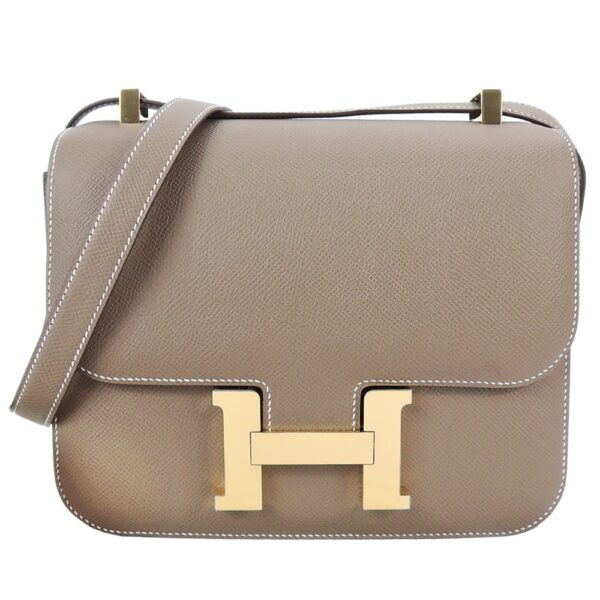 Hermes Constance Epsom Ck18 Etoupe Rose Gold Hardware 18Cm