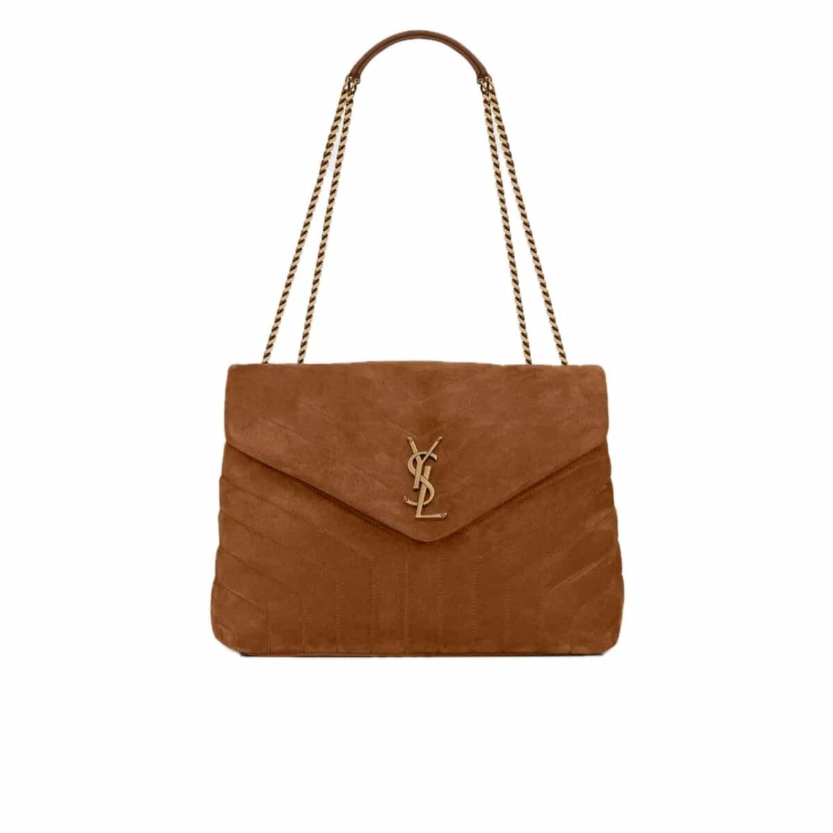Saint Laurent Cinnamon Loulou Large Chain Bag In Suede Brown 31Cm - Image 1