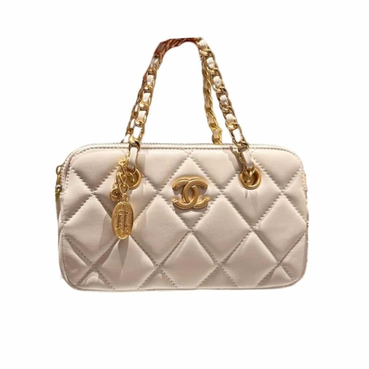 Chanel Matelasse Flap Lambskin Bag With Chain White 20Cm - Image 1