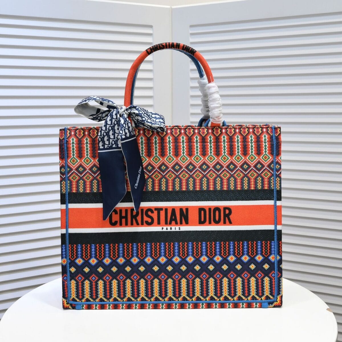 Dior Large Book Tote Canvas Embroidery Dark Multicolor - Image 2