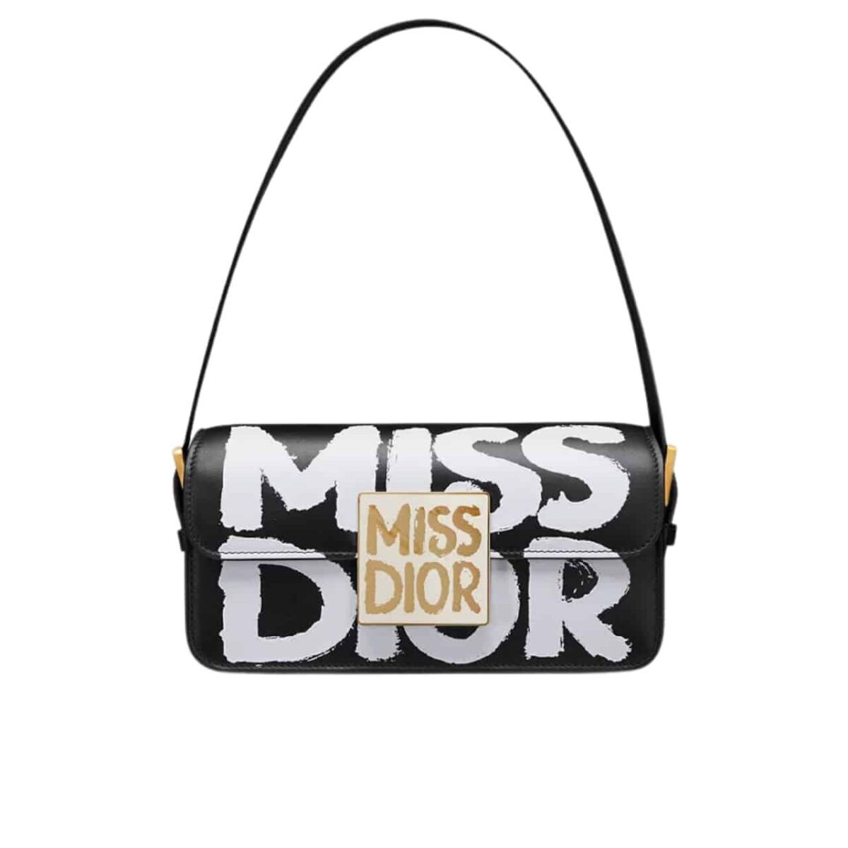 Dior Miss Dior Flap Bag Graffiti Printed Calfskin Black And White 22Cm M2610Uzcj M911 - Image 1