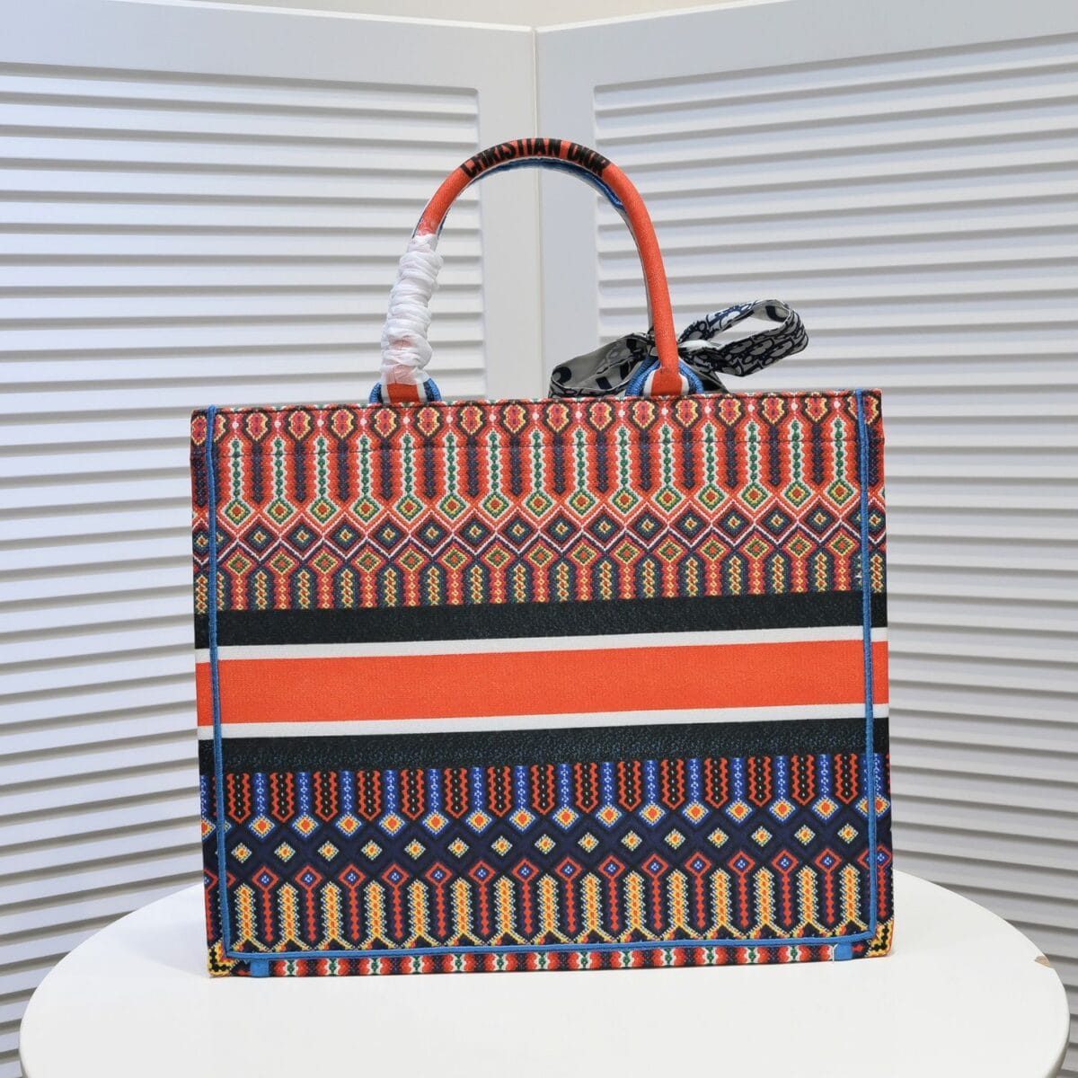 Dior Large Book Tote Canvas Embroidery Dark Multicolor - Image 3