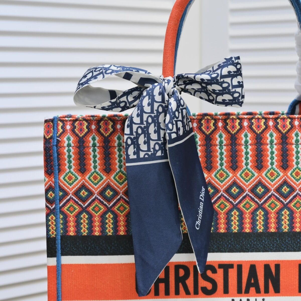 Dior Large Book Tote Canvas Embroidery Dark Multicolor - Image 4