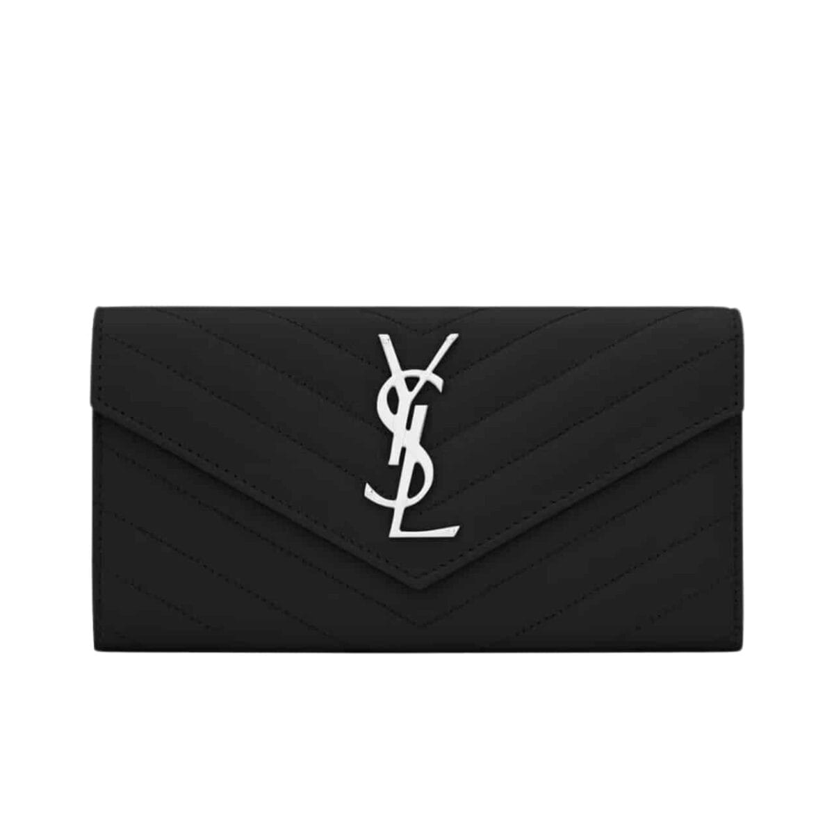 Saint Laurent Cassandre Matelass? Large Flap Wallet In Grain De Poudre Leather Black 19Cm - Image 1