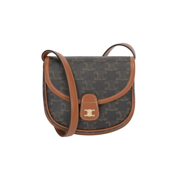 Celine Mini Besace In Triomphe Canvas And Calfskin Tan 17Cm 196702Bzj 04Lu
