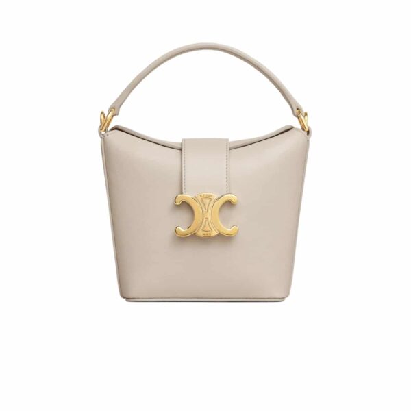 Celine Mini Bucket Triomphe In Smooth Calfskin White 17Cm