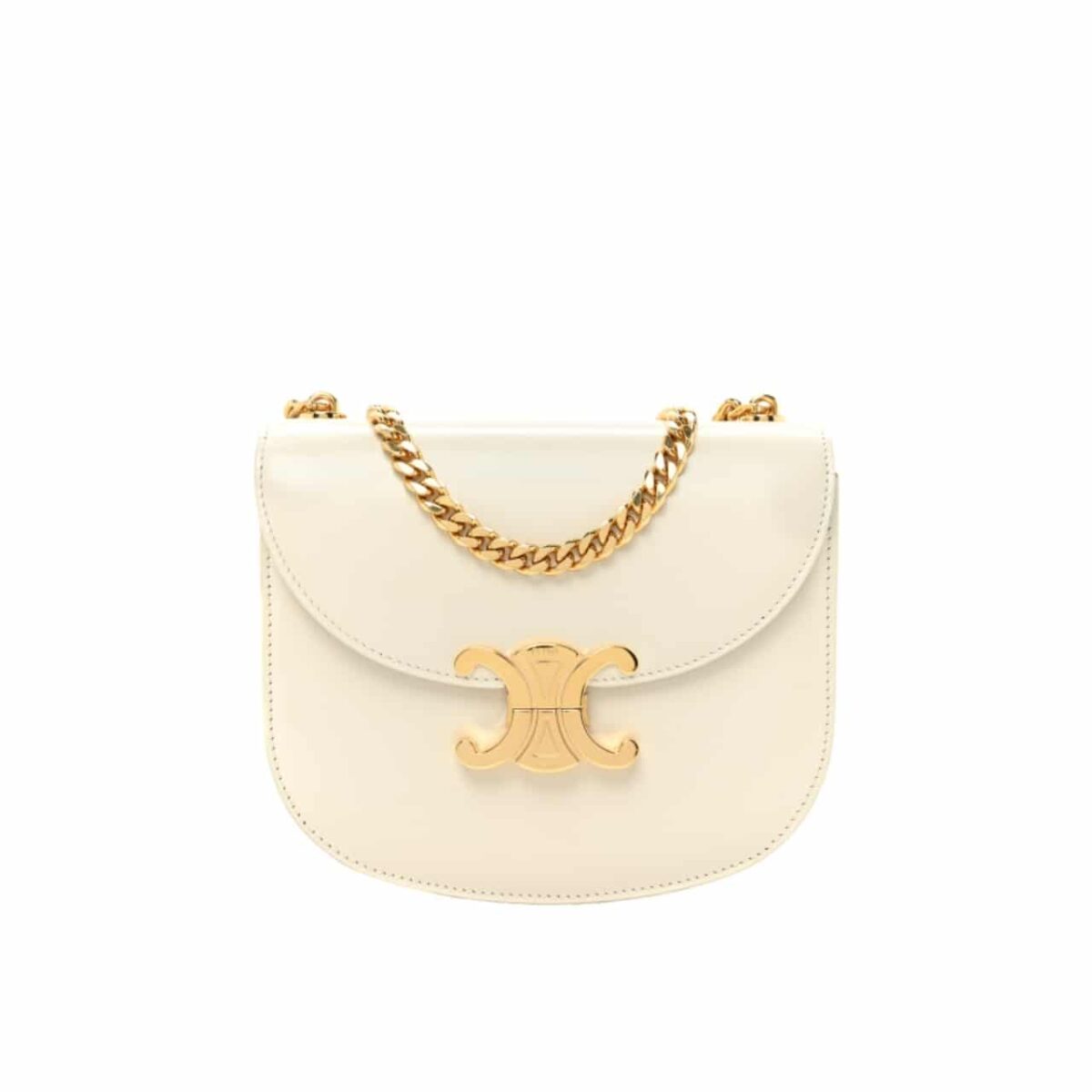 Celine Teen Chain Besace Triomphe In Shiny Calfskin White - Image 1