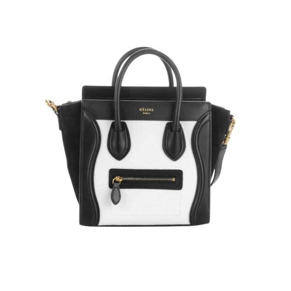 Celine Nano Luggage Handbag Black White 20Cm