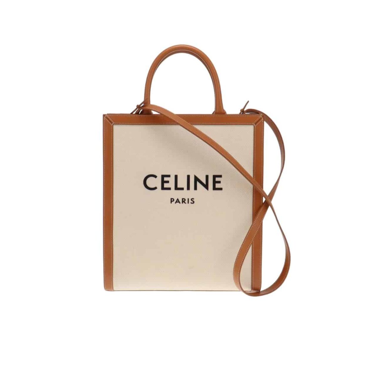 Celine Vertical Cabas Celine In Canvas With Celine Print And Calfskin White 33Cm - Image 1