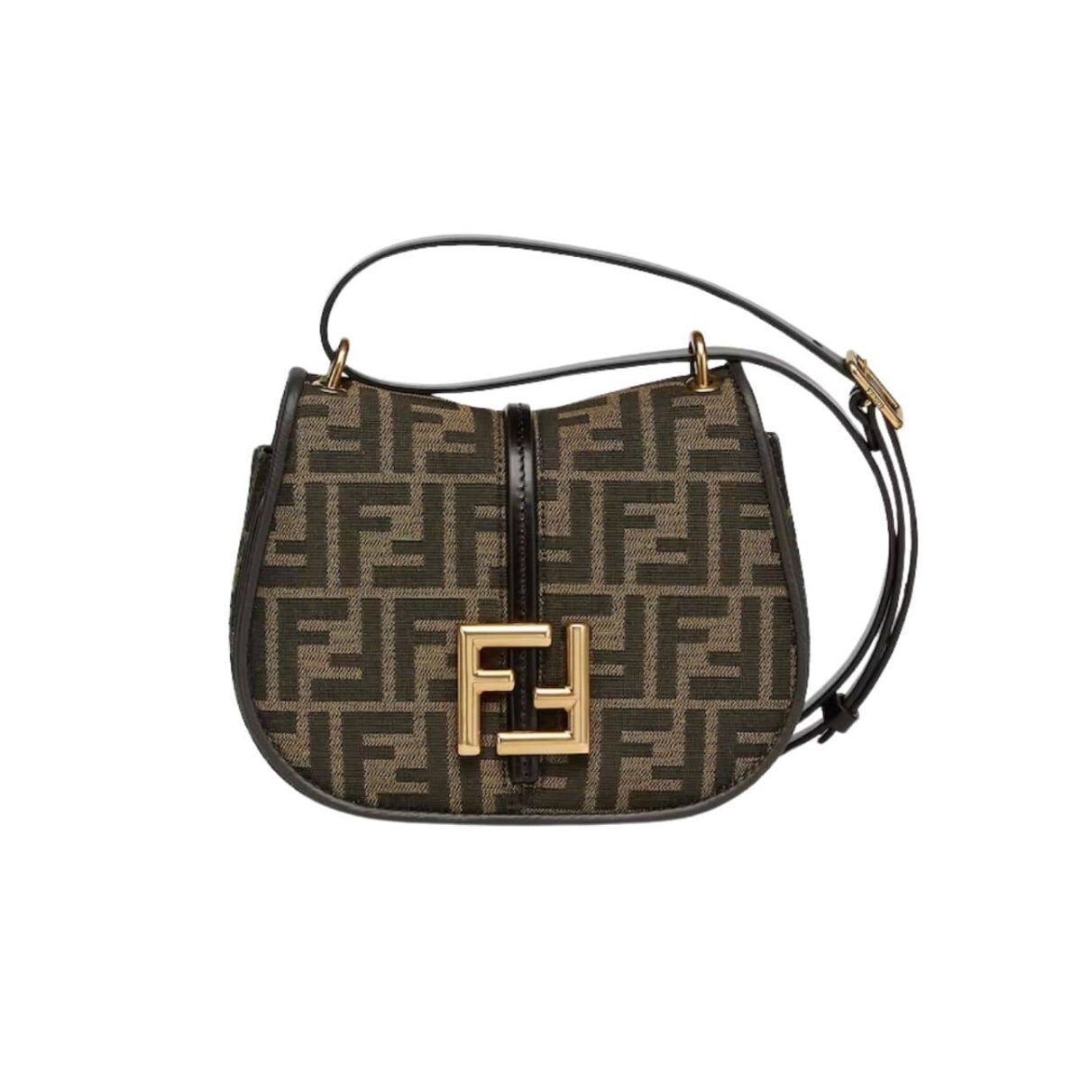 Fendi C'Mon Small Brown Ff Jacquard Fabric Bag 20Cm 8Bs082Aq08F1Mje - Image 1