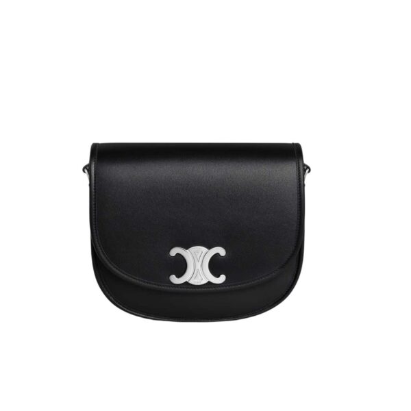 Celine Medium Besace Triomphe In Supple Natural Calfskin Black 21Cm 114453Fh1 38Si