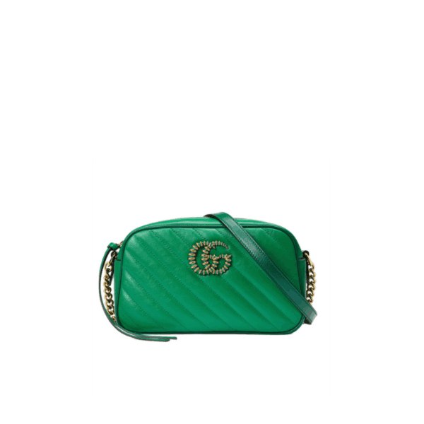 Gucci Gg Marmont Small Shoulder Bag Green And Emerald Leather 24Cm