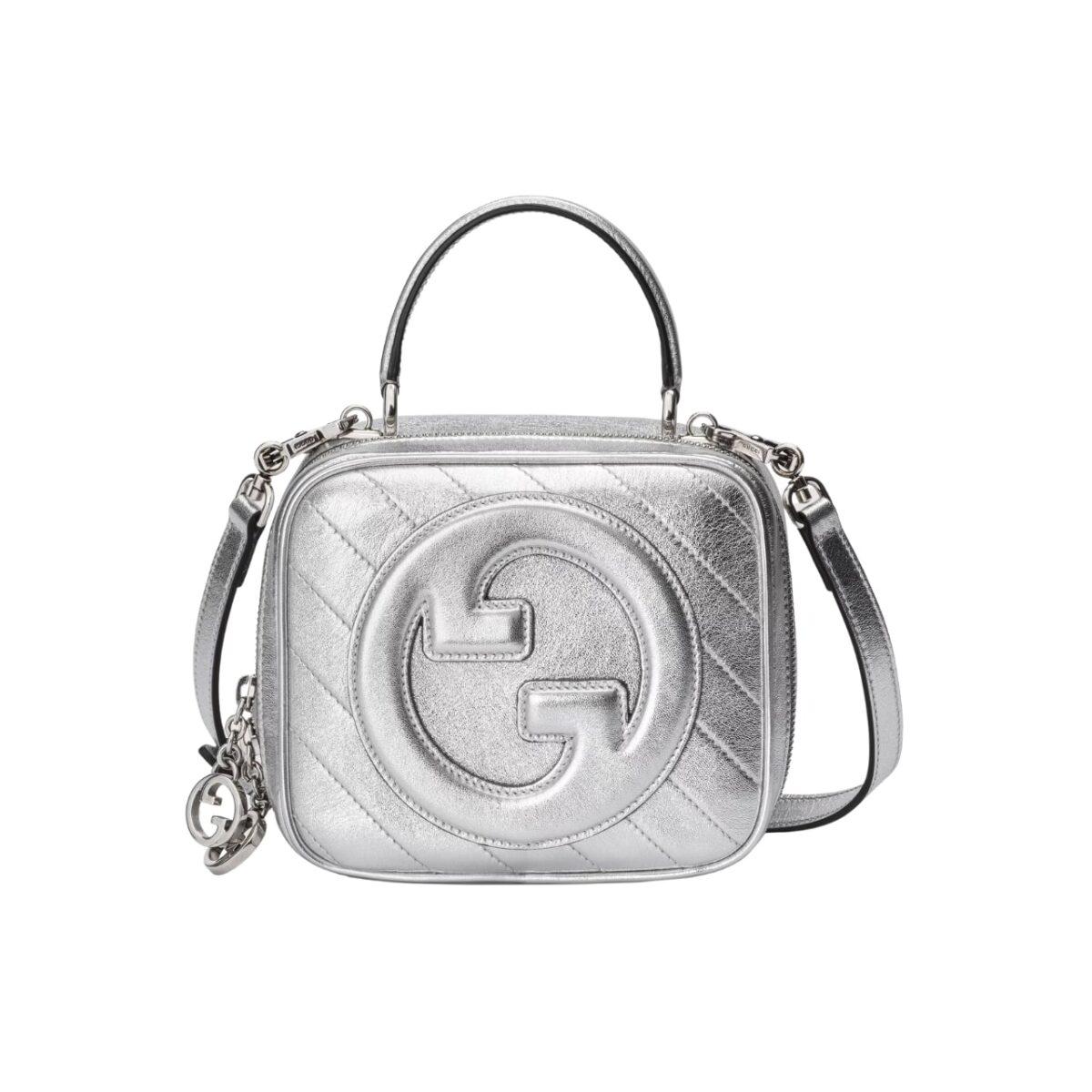 Gucci Blondie Small Top Handle Bag Silver Leather 17Cm 744434 Aacbo 8106 - Image 1