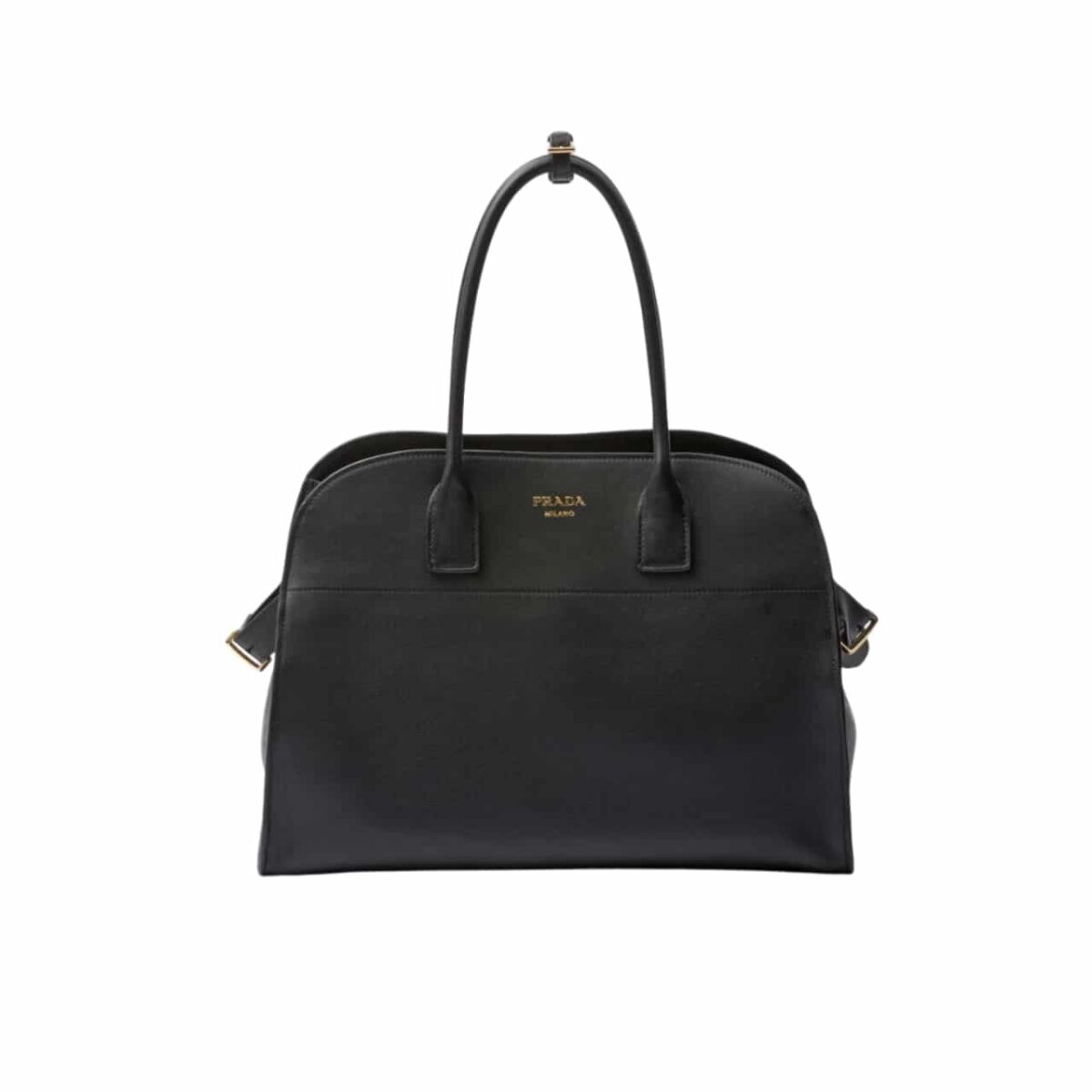 Prada Large Leather Tote Bag With Buckles Black 32Cm 1Bg508 2Cys F0002 V Ooo - Image 1