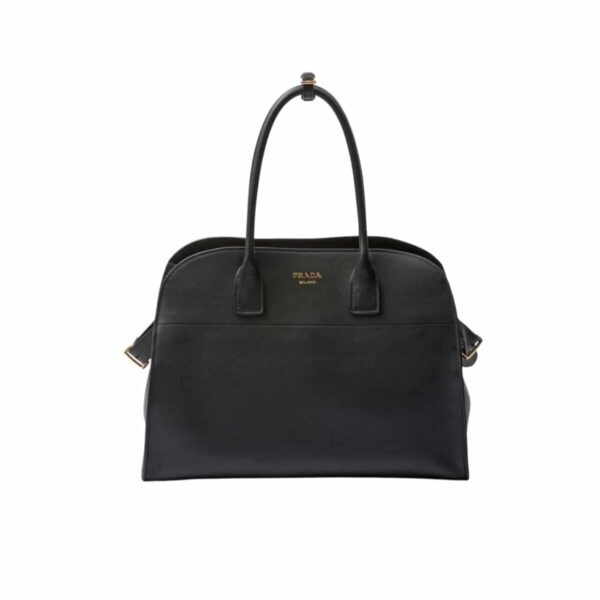 Prada Large Leather Tote Bag With Buckles Black 32Cm 1Bg508 2Cys F0002 V Ooo