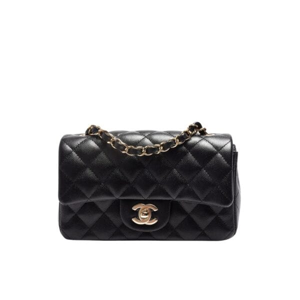 Chanel Classic Flap Caviar Black Crossbody Bag 20Cm