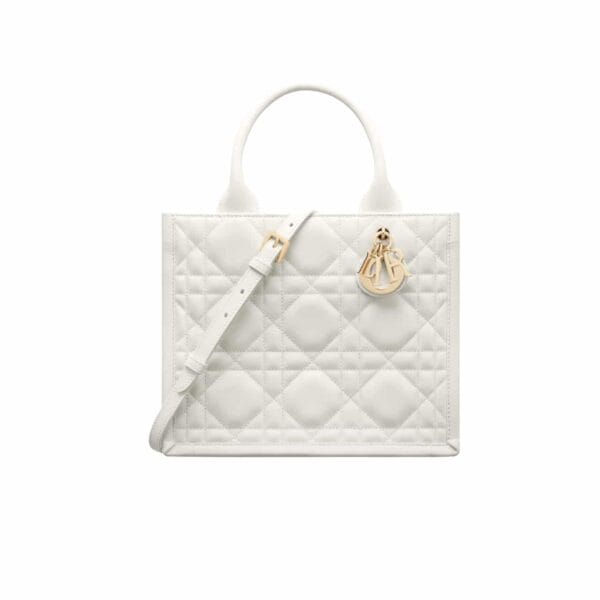 Dior Small Book Tote Macrocannage Calfskin Latte 26Cm M1325Owhp M030