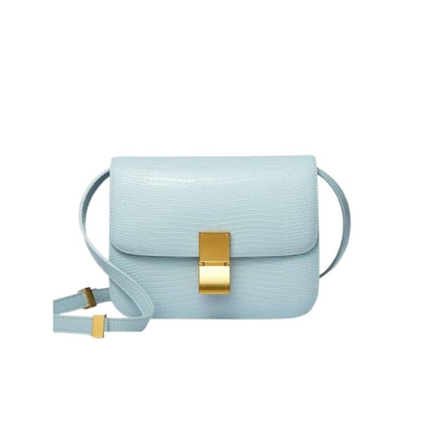 Celine Small Classic Bag In Lizard Lighthaze Blue 18Cm
