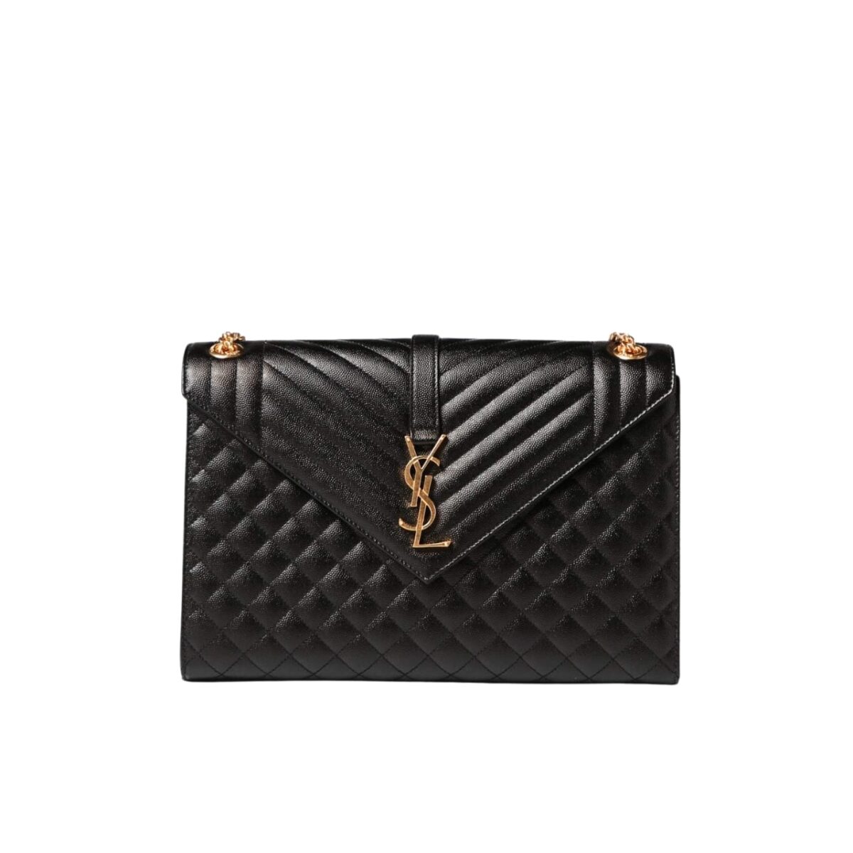 Saint Laurent Envelope Large Bag In Mix Matelass? Grain De Poudre Embossed Black Gold 31Cm 600166Bow911000 - Image 1