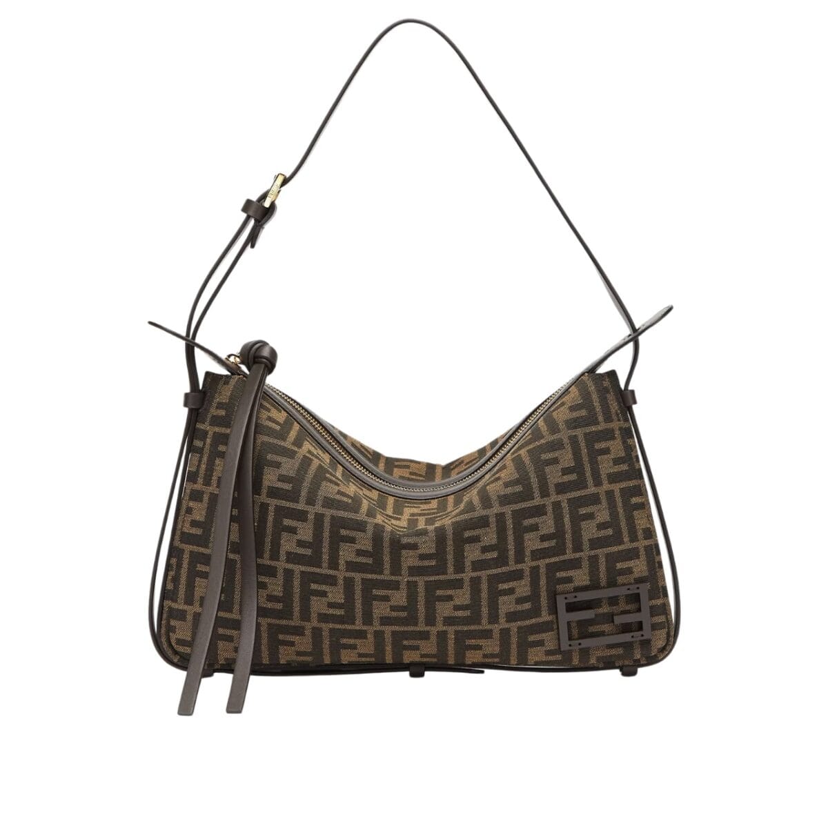 Fendi Simply Fendi Medium Brown Ff Jacquard Fabric Bag 25Cm 8Br829Afpmf1Gl7 - Image 1