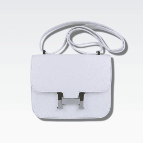 Hermes Constance Swift White Silver Hardware 18Cm
