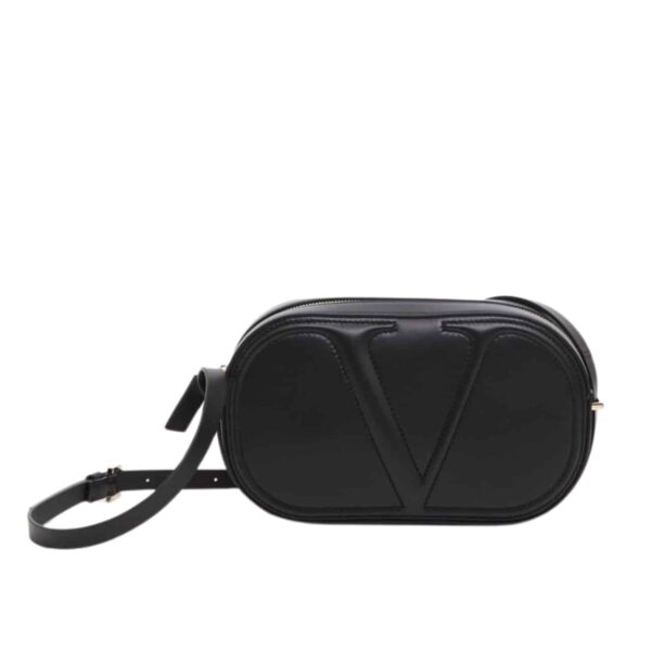Valentino Vlogo Walk Calfskin Crossbody Bag Black 25Cm