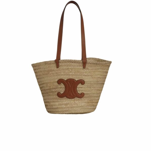 Celine Large Triomphe Classic Pannier In Raffia Calfskin Tan 42Cm 192622Cgg 04Lu