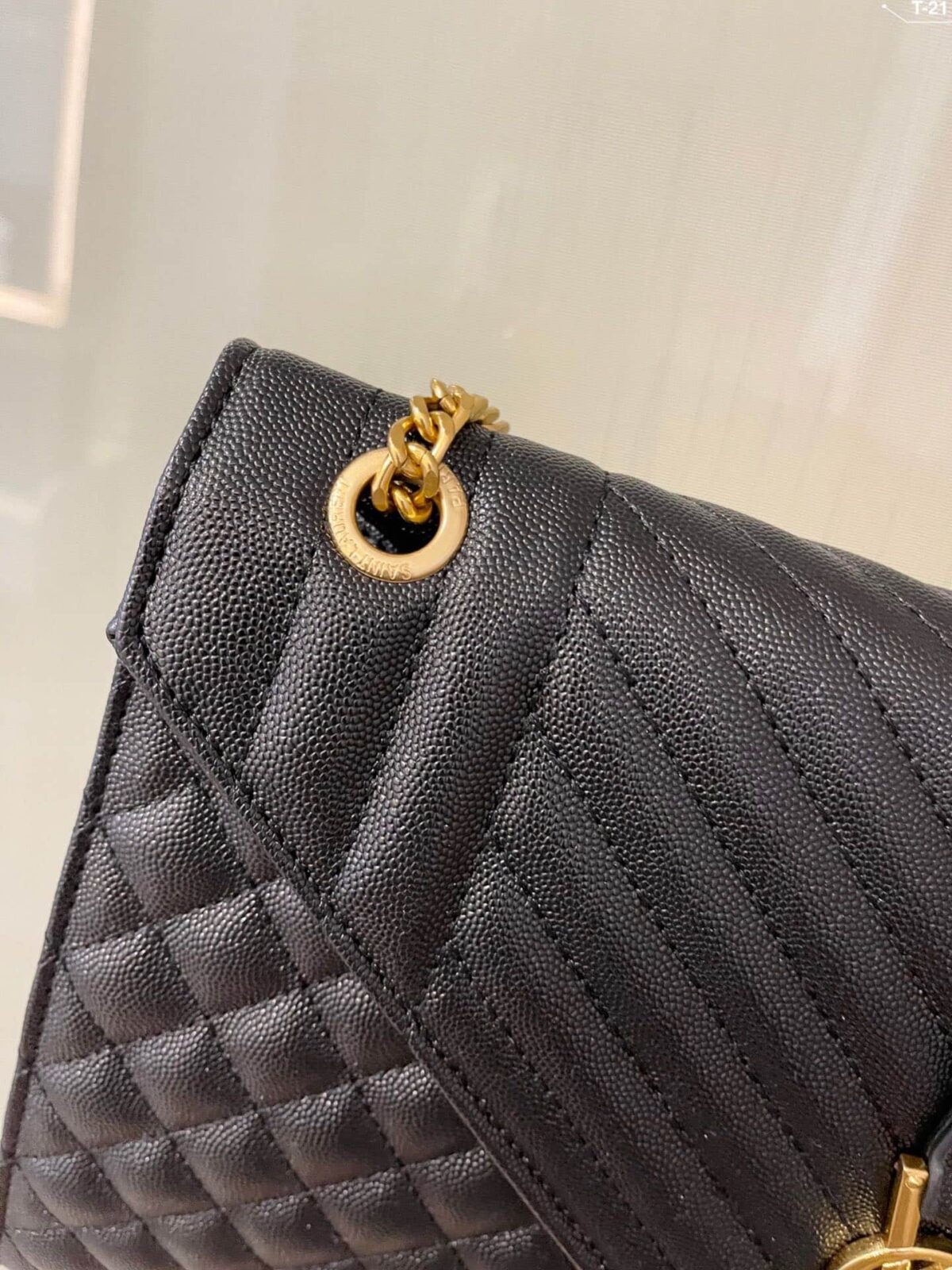 Saint Laurent Envelope Large Bag In Mix Matelass? Grain De Poudre Embossed Black Gold 31Cm 600166Bow911000 - Image 2