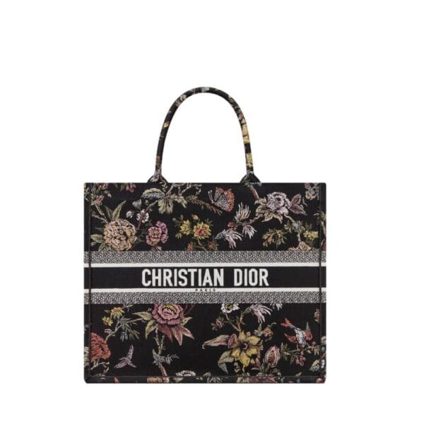 Dior Book Tote Black Multicolor Jardin Botanique 36Cm