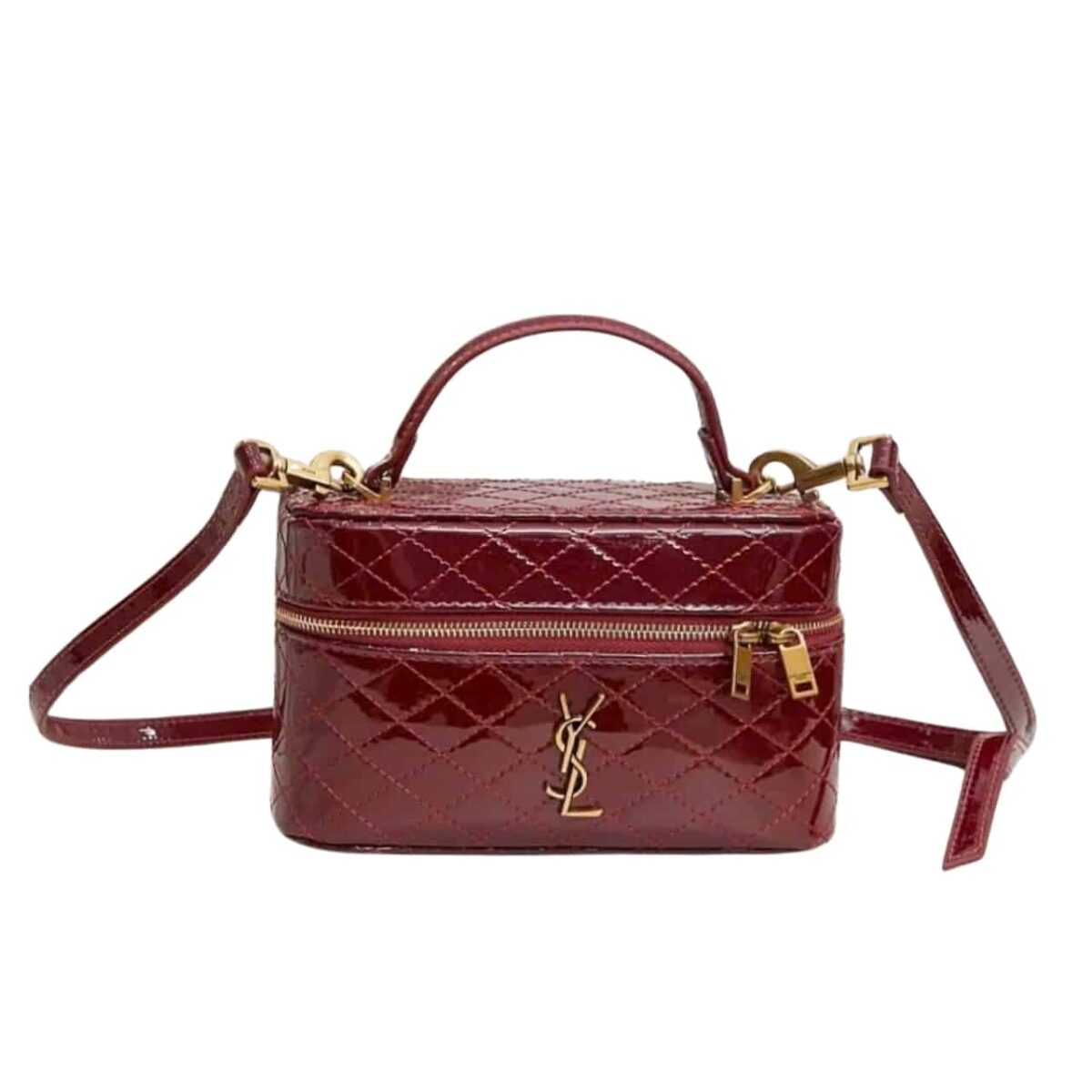 Saint Laurent Gany Vanity Bag In Patent Leather Wine Red 19Cm - Image 1