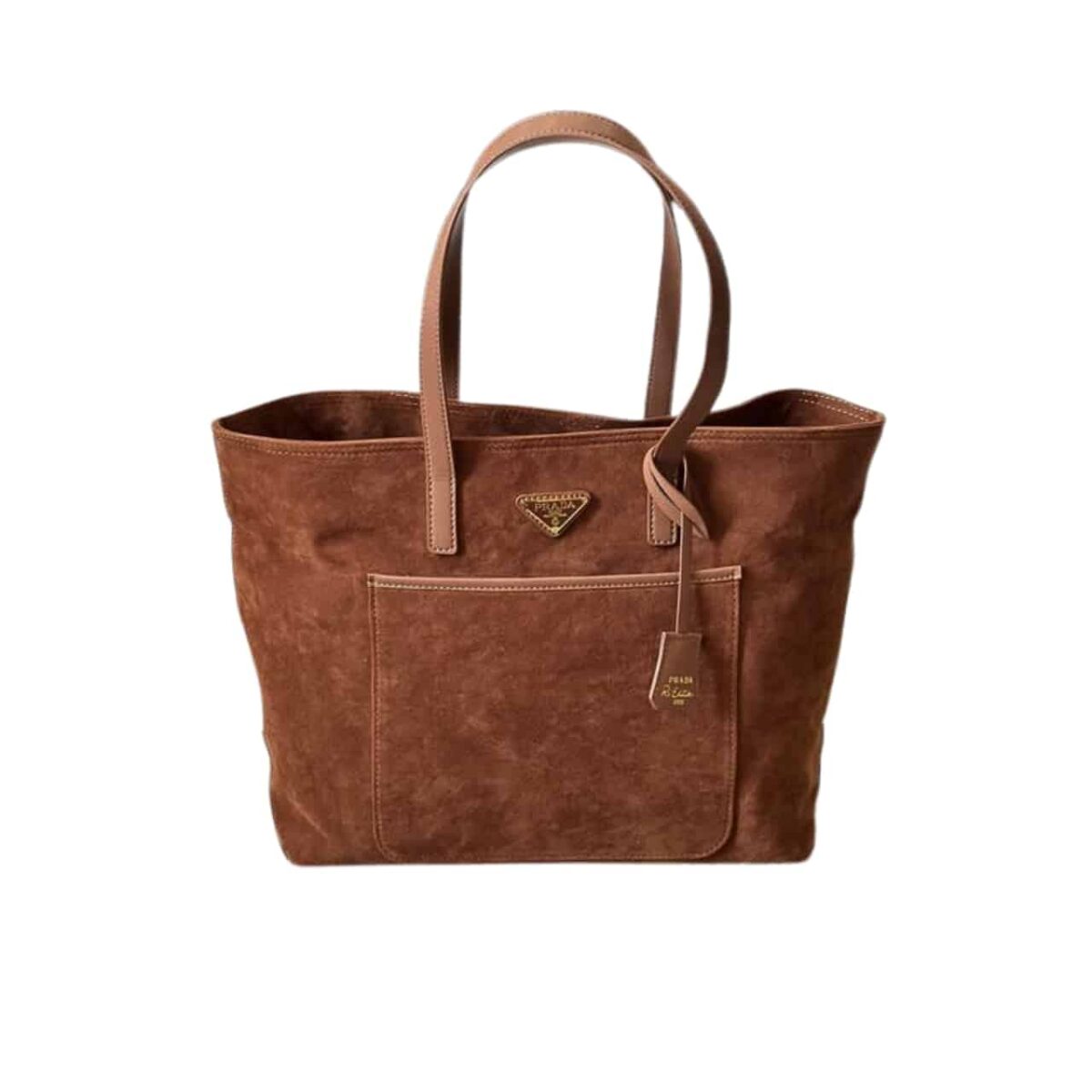 Prada Suede Double Tote Bag Cocoa Brown 35Cm - Image 1