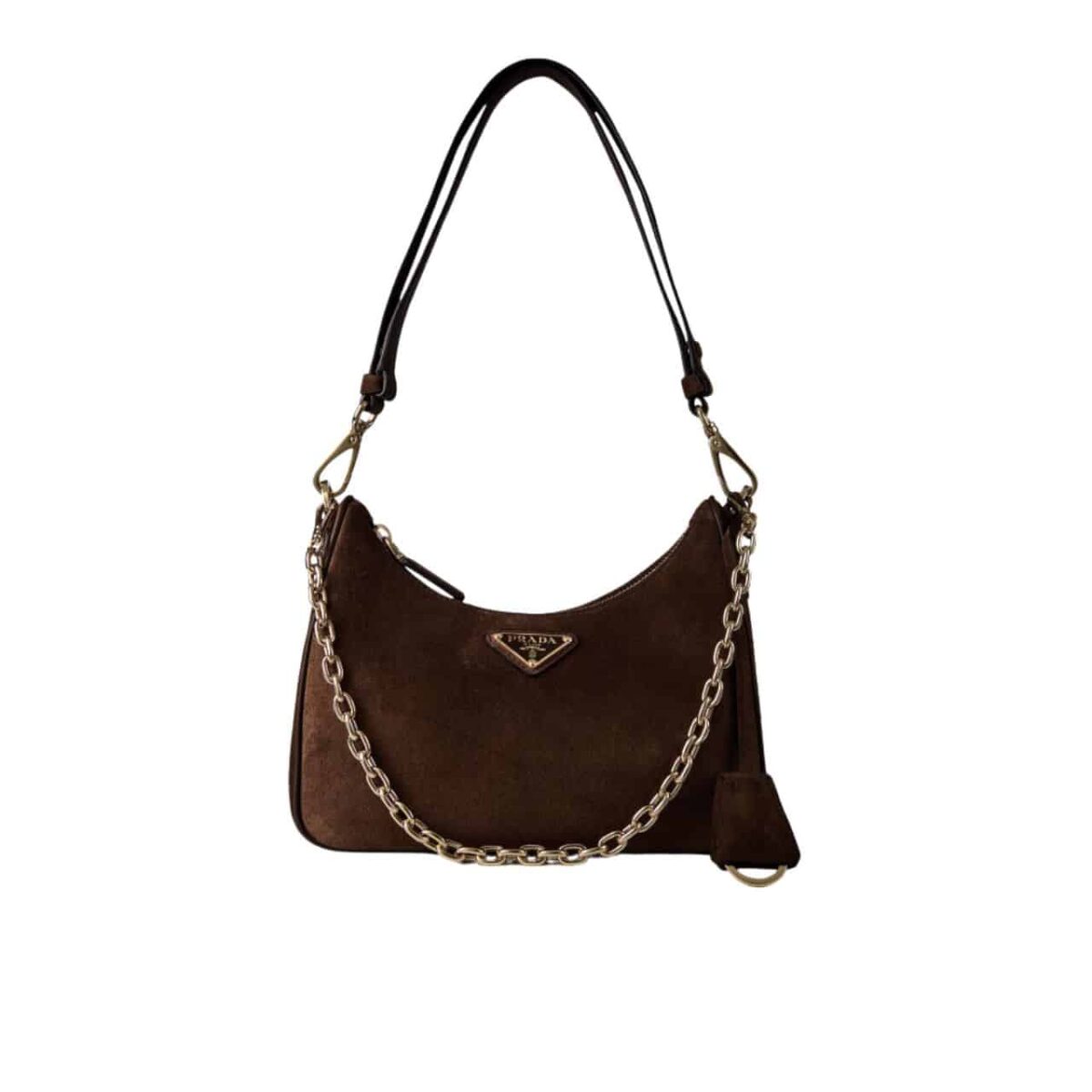 Prada Re Edition Mini Suede Shoulder Bag Dark Brown 28Cm - Image 1
