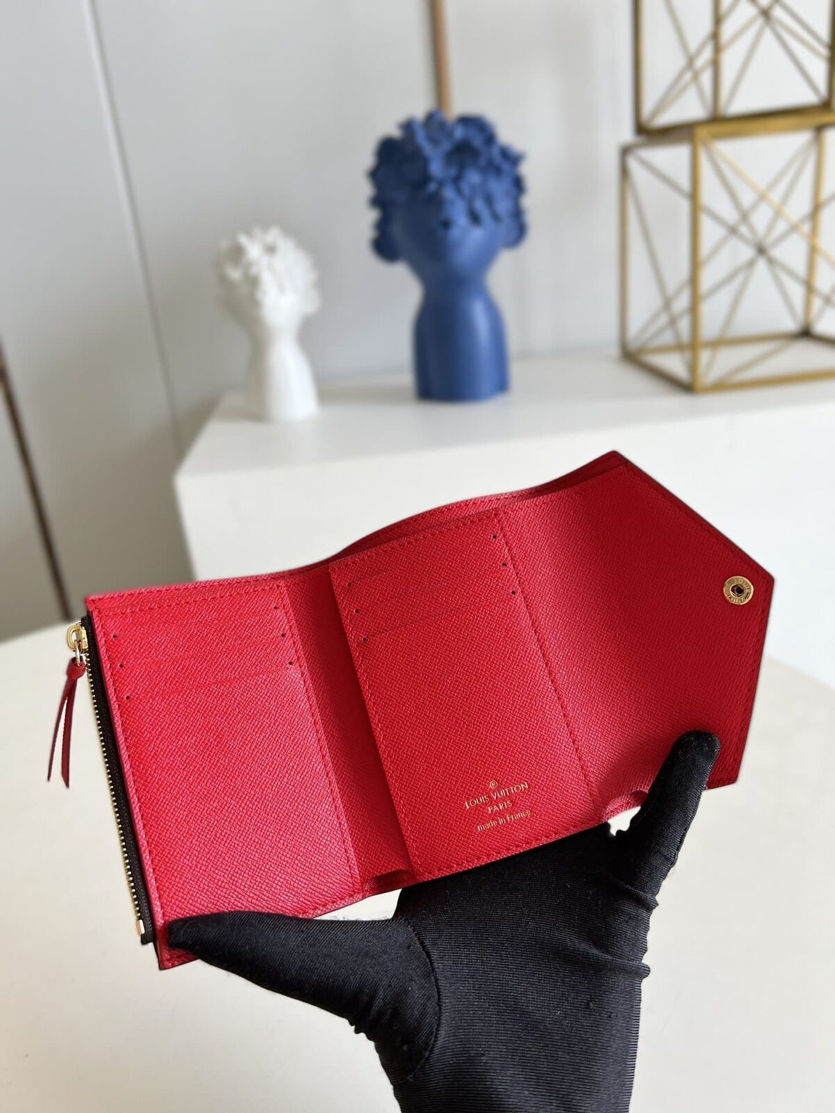 Louis Vuitton Victorine Wallet Damier Canvas 12Cm Red N41659 - Image 6