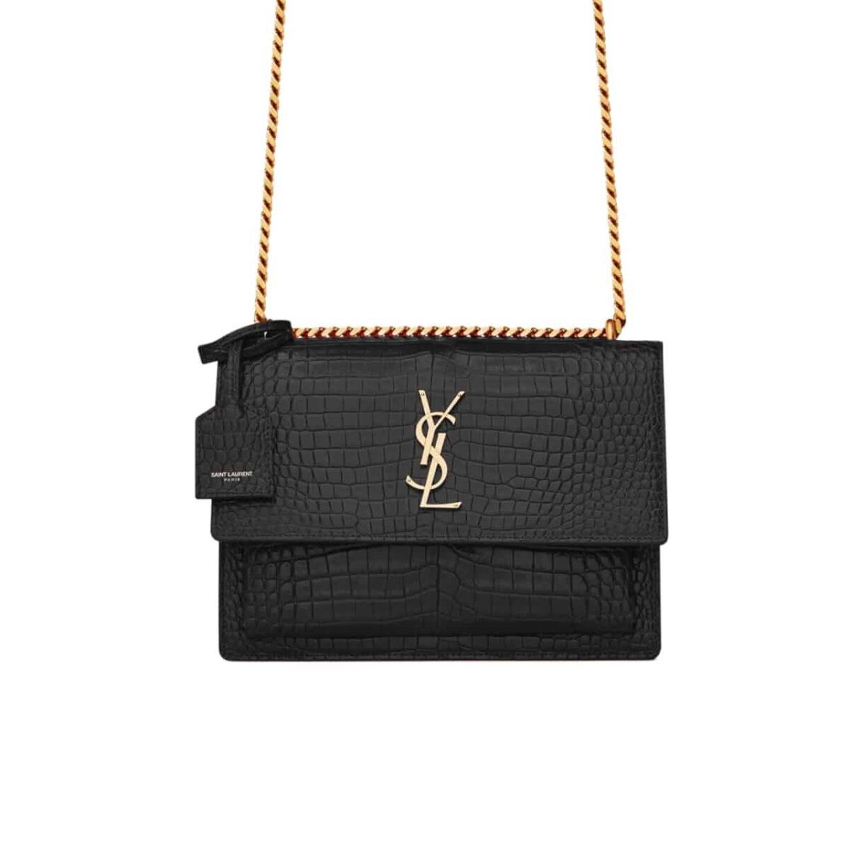 Saint Laurent Sunset Medium In Crocodile Embossed Leather Black 22Cm 442906Dnd0J1000 - Image 1