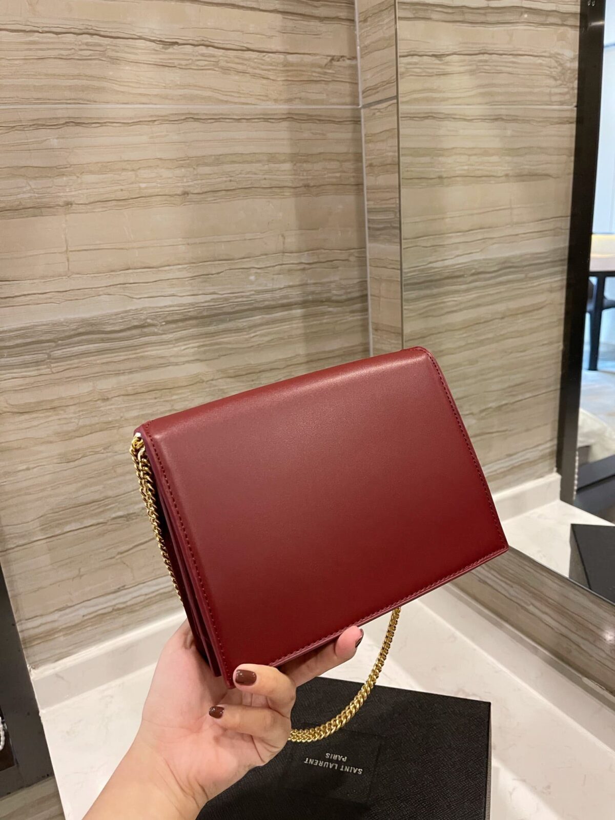 Saint Laurent Cassandra Chain Crossbody Bag Wine Red 582334Bowaw6476 - Image 2