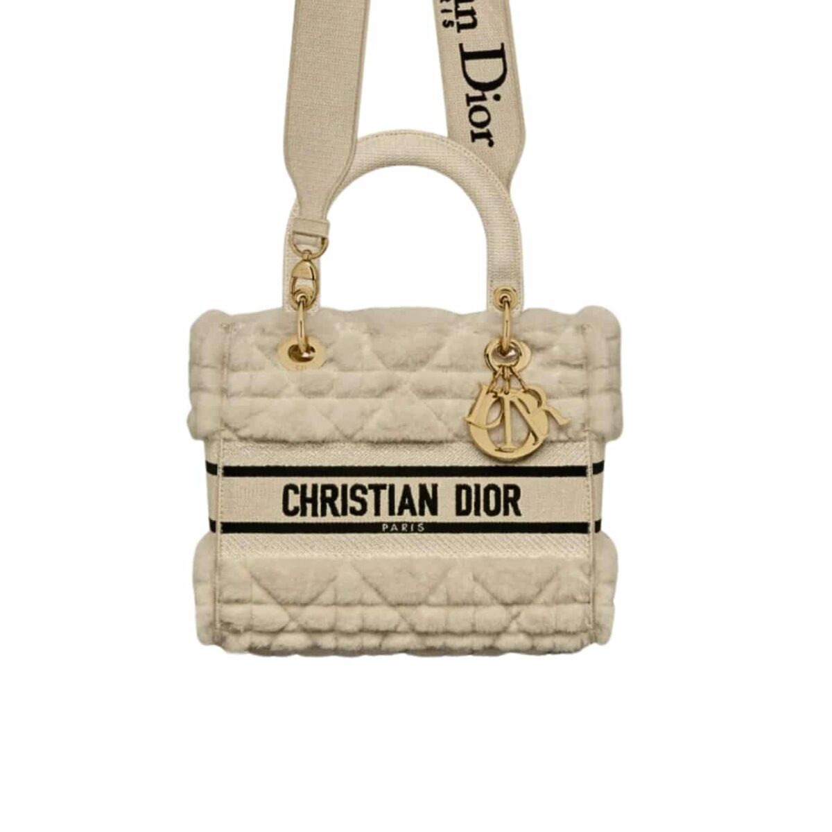 Dior Lady Dlite Latte Cannage Shearling Beige 24Cm - Image 1