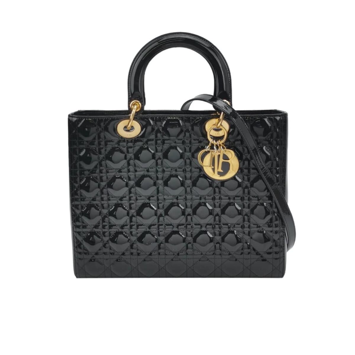 Dior Lady Dior Patent Cannage Calfskin Bag Black 32Cm - Image 1
