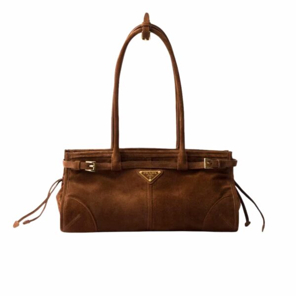 Prada Medium Suede Handbag Cocoa Brown 32Cm P00955527