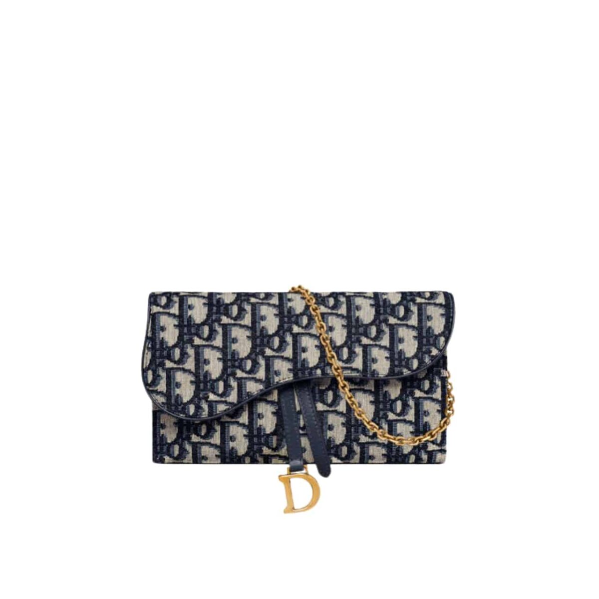 Dior Long Saddle Wallet With Chain Blue Oblique Jacquard 19Cm S5614Ctzq_M928 - Image 1