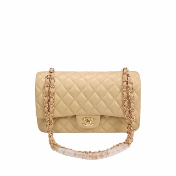 Chanel Classic Lambskin Flap Beige Gold Hardware 25Cm