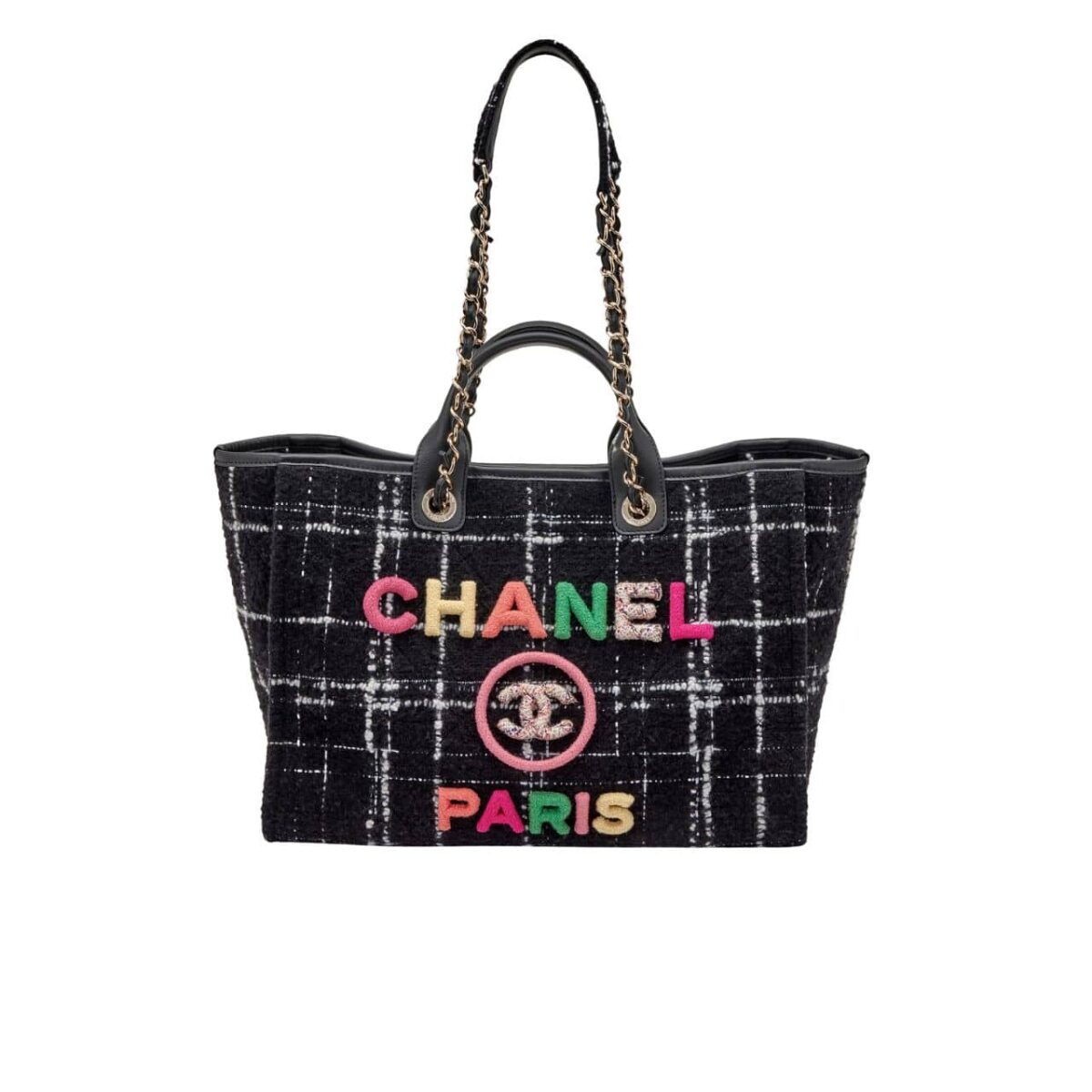 Chanel Tweed Medium Deauville  Tote Black Multicolor 37Cm - Image 1