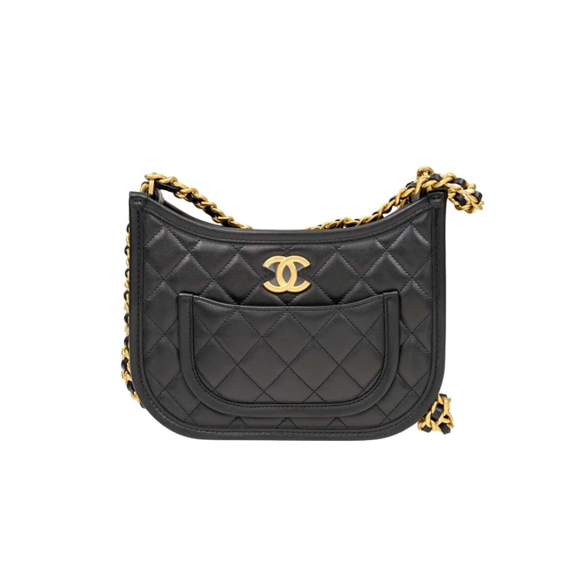 Chanel Hobo Handbag Gold Tone Metal Black 23Cm As4666 - Image 1