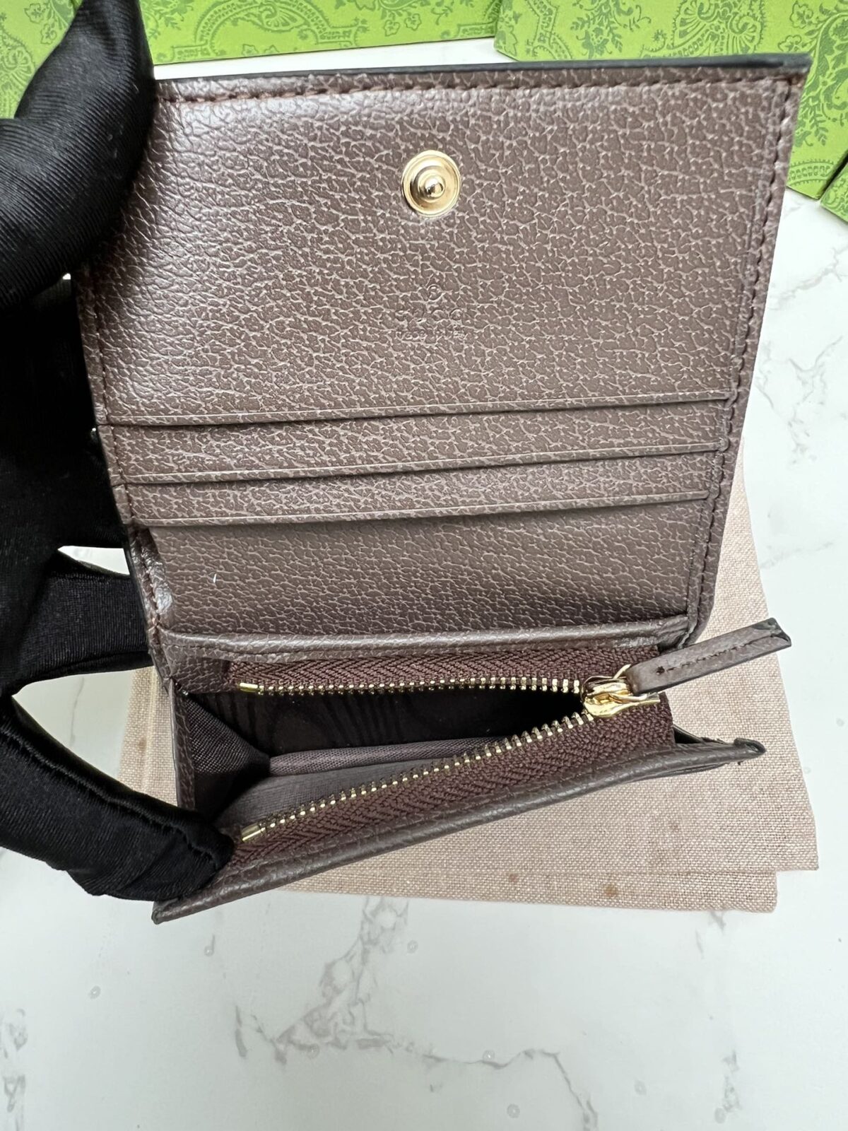 Gucci Monogram Canvas Short Wallet Dark Brown 11Cm - Image 4