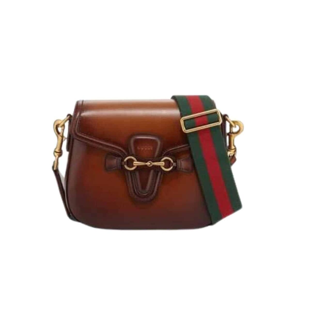 Gucci Lady Web Hand Stained Leather Shoulder Bag In Brown 25Cm - Image 1