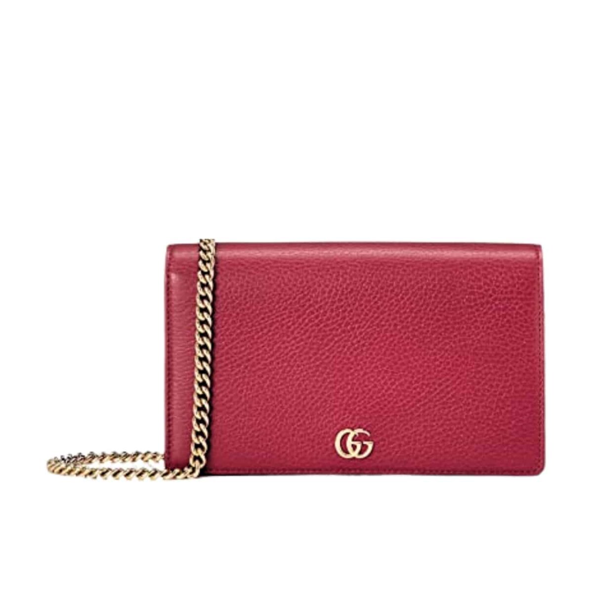 Gucci Gg Marmont Leather Mini Chain Bag Red Leather 19Cm 497985 Cao0G 6433 - Image 1