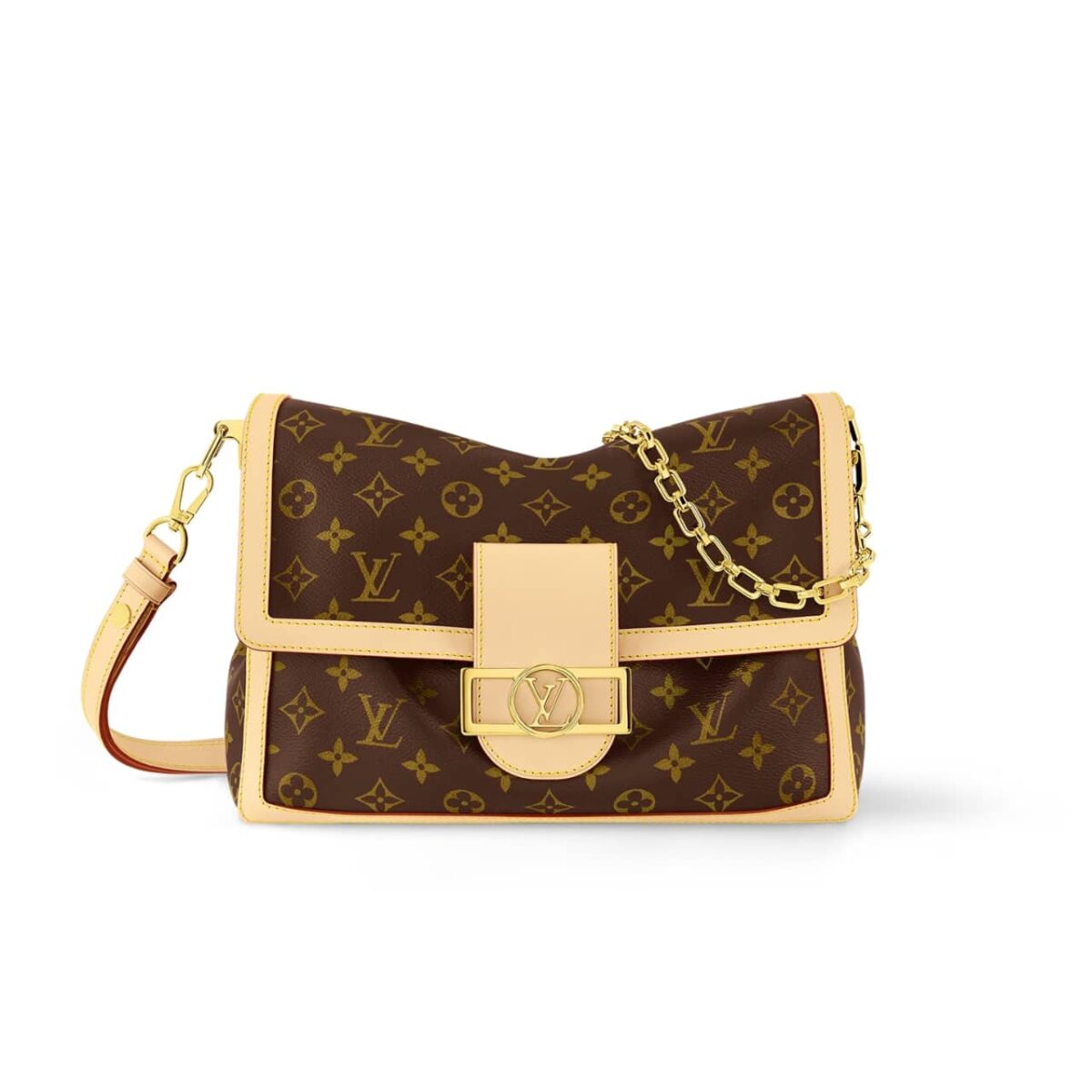 Louis Vuitton Dauphine Soft Gm Bag Monogram Canvas Yellow Border 28Cm M47149 - Image 1