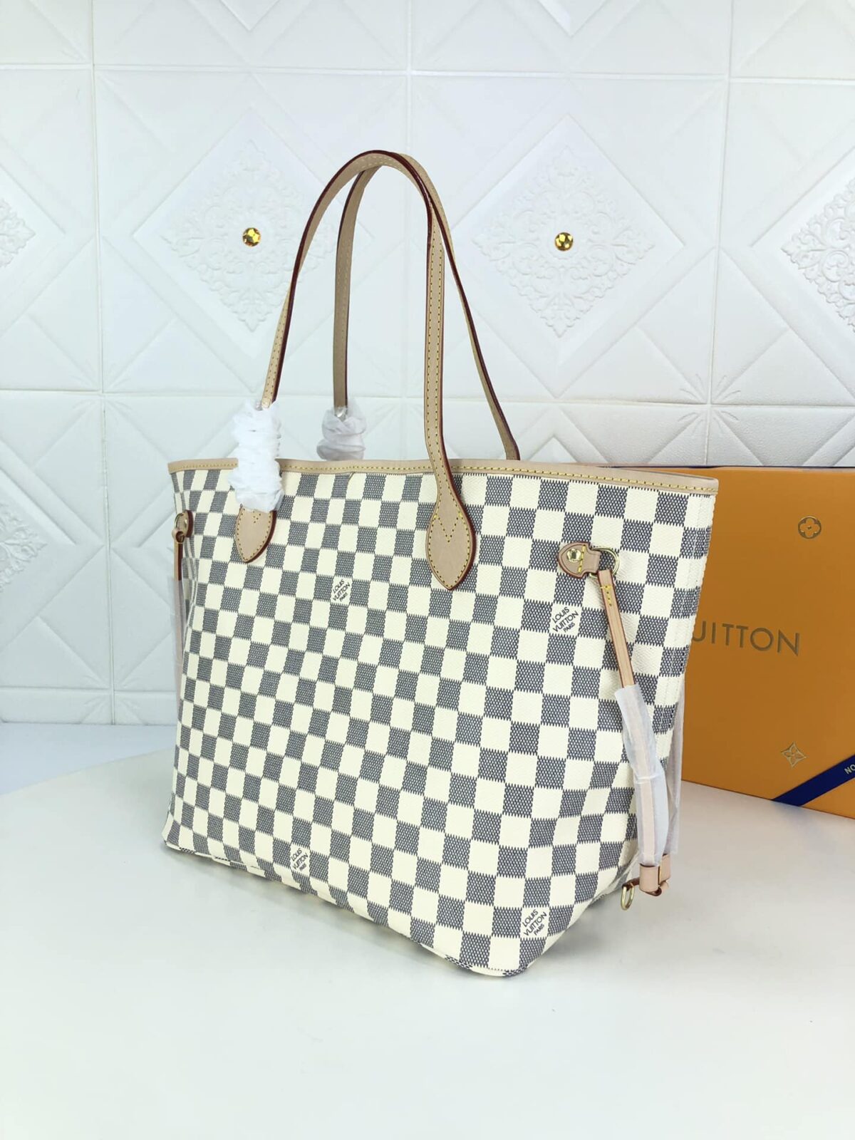 Louis Vuitton Neverfull Gm Damier Azur And Beige 40Cm N41360 - Image 8