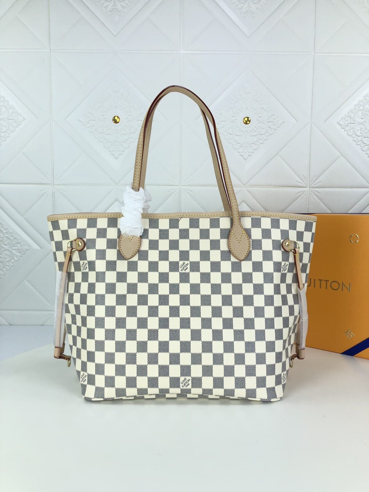 Louis Vuitton Neverfull Gm Damier Azur And Beige 40Cm N41360 - Image 9