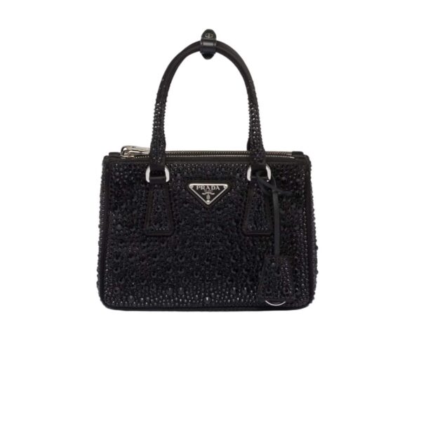 Prada Galleria Satin Mini Bag With Crystals Black 23Cm 1Ba906 2Awl F0002 V Eoy