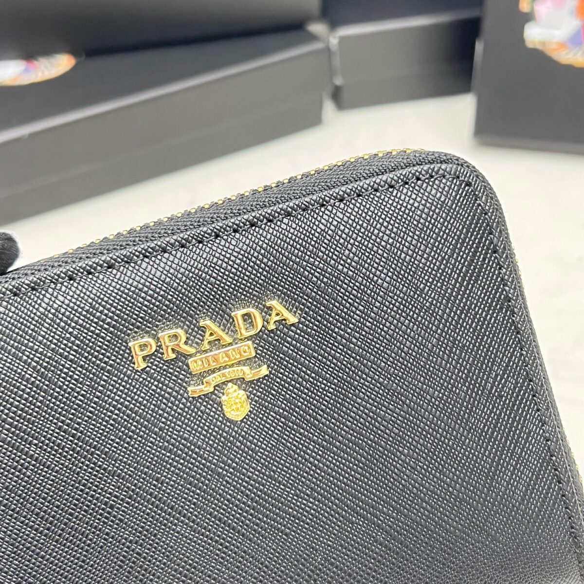 Prada Saffiano Leather Coin Purse Black Wallet 10Cm 1Mm268 Qwa F0002 - Image 5